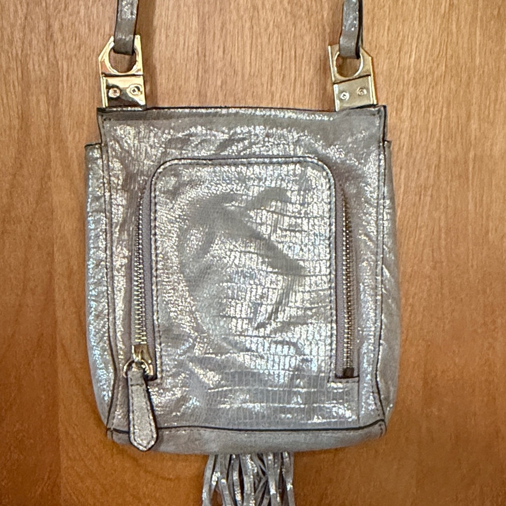 Aimee Kestenberg Metallic Silver Leather Crossbody Bag - Picture 5 of 11